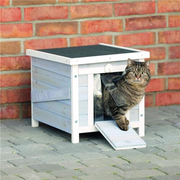 TRIXIE Outdoor Cat House, Weatherproof Cat House with Raised Floor, Hinged - Picture 2 of 6